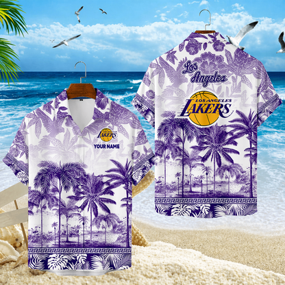 FINAL SALE - NEW CUSTOMIZED NBA09 LLA LOS ANGELES LAKERS UNISEX HAWAIIAN SHIRT