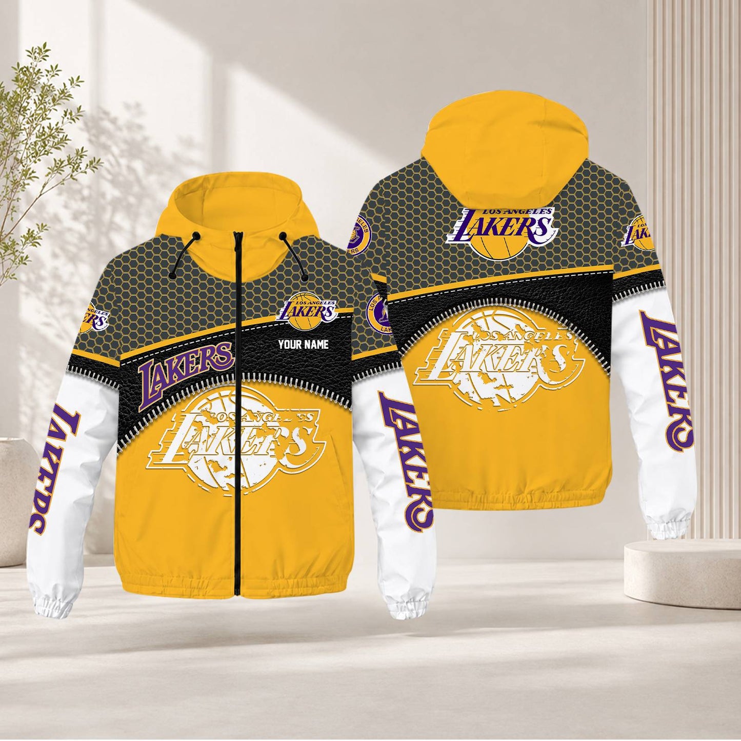 FLASH SALE - NEW CUSTOMIZED NBA09 LLA LOS ANGELES LAKERS WINDBREAKER JACKET