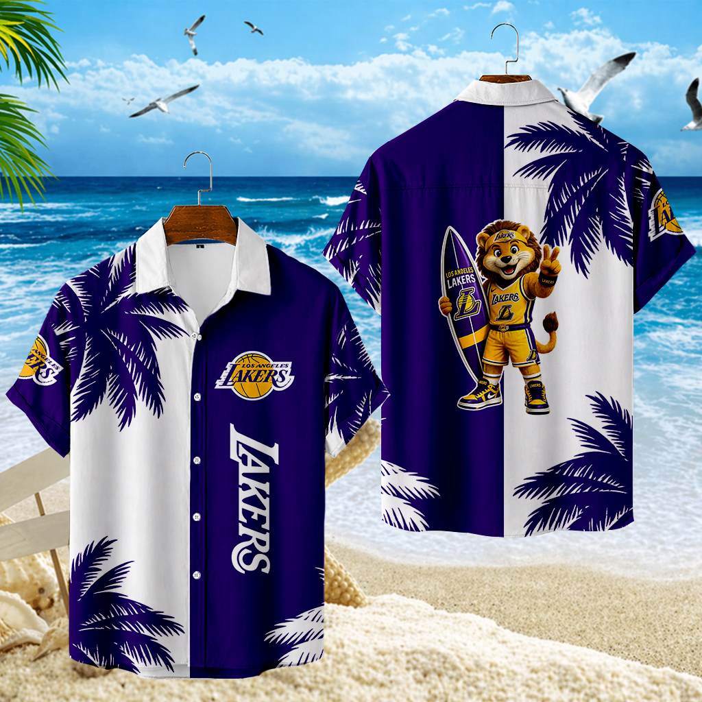FINAL SALE - NEW CUSTOMIZED NBA09 LLA LOS ANGELES LAKERS UNISEX HAWAIIAN SHIRT