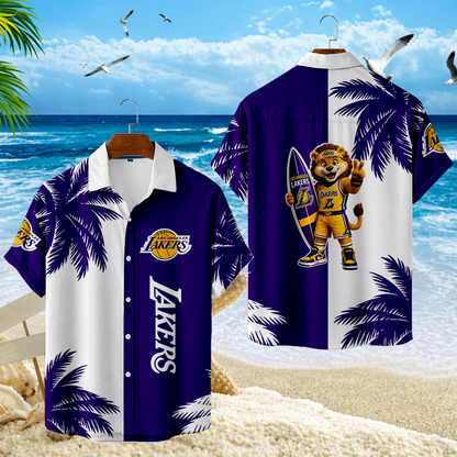 FINAL SALE - NEW CUSTOMIZED NBA09 LLA LOS ANGELES LAKERS UNISEX HAWAIIAN SHIRT