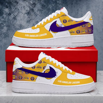 ELITE EDITION - NEW CUSTOMIZED NBA09 LLA LOS ANGELES LAKERS AF1 SNEAKERS