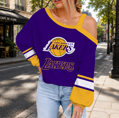 FINAL SALE - NEW CUSTOMIZED NBA09 LLA LOS ANGELES LAKERS DROP SHOULDER SWEATSHIRT