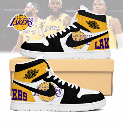 FINAL SALE - NEW CUSTOMIZED NBA09 LLA LOS ANGELES LAKERS AIR JORDAN SNEAKERS