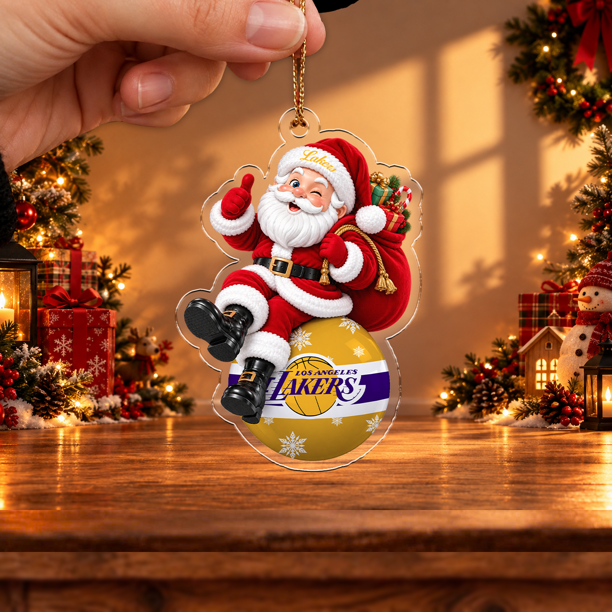 VIRAL EDITION - NEW CUSTOMIZED NBA09 LLA LOS ANGELES LAKERS CHRISTMAS ACRYLIC ORNAMENT