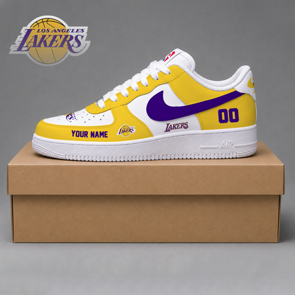 ELITE EDITION - NEW CUSTOMIZED NBA09 LLA LOS ANGELES LAKERS AF1 SNEAKERS
