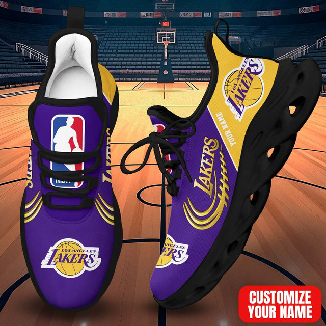 FINAL SALE - NEW CUSTOMIZED NBA09 LLA LOS ANGELES LAKERS PREMIUM CLUNKY SNEAKERS