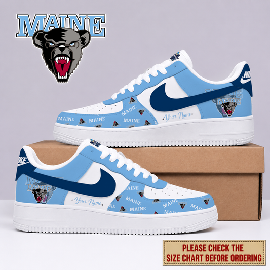 SPECIAL EDITION - NEW CUSTOMIZED NCAA MFF09 MBB MAINE BLACK BEARS AF1 SHOES