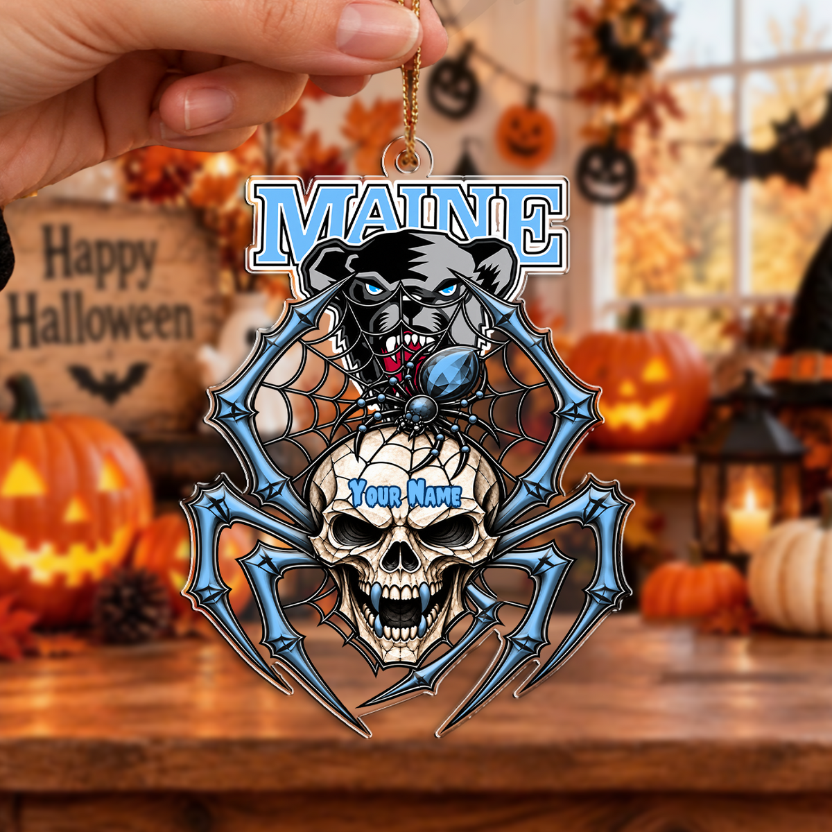 FINAL SALE - NEW CUSTOMIZED NCAA MFF09 MBB MAINE BLACK BEARS HALLOWEEN ACRYLIC ORNAMENT