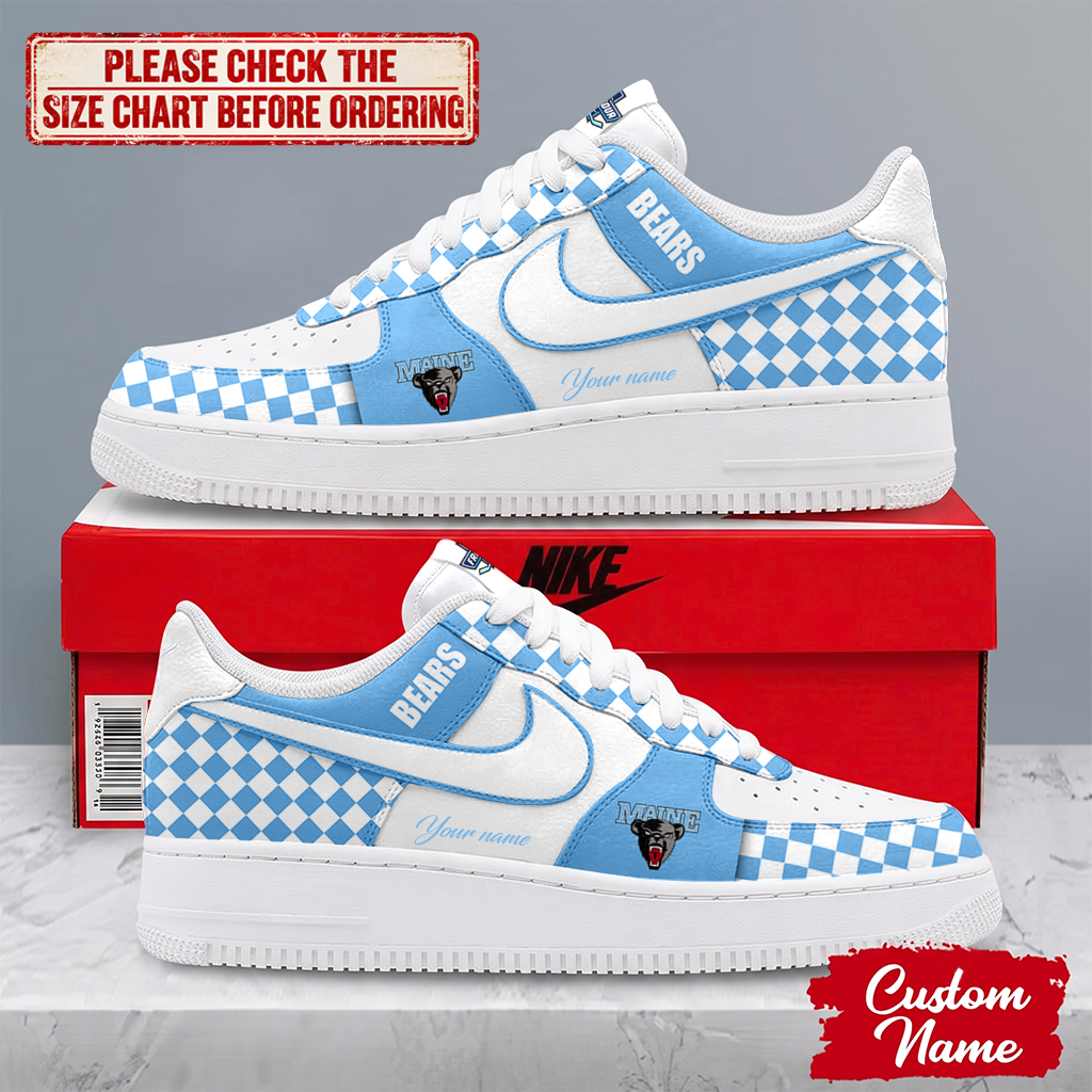SPECIAL EDITION - NEW CUSTOMIZED NCAA MFF09 MBB MAINE BLACK BEARS AF1 SHOES