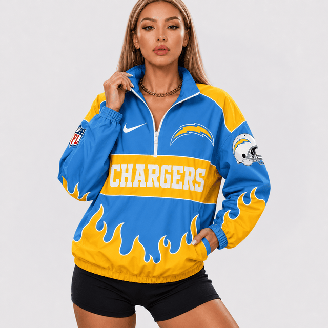 ELITE EDITION - NEW CUSTOMIZED | NFL09 LAC LOS ANGELES CHARGERS V-NECK ZIPPER SWEATSHIRT JACKET