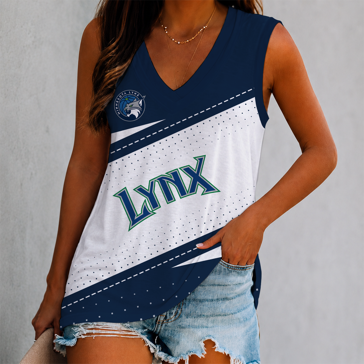 LIMITED EDITION - NEW CUSTOMIZED WNBA09 MNL MINNESOTA LYNX WOMEN'S V-NECK TANK TOP