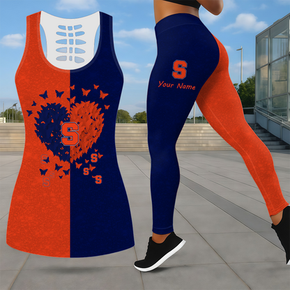 LIMITED EDITION - NEW CUSTOMIZED NCAA CFH09 SYO SYRACUSE ORANGE LEGGINGS & HOLLOW TANK TOP SET