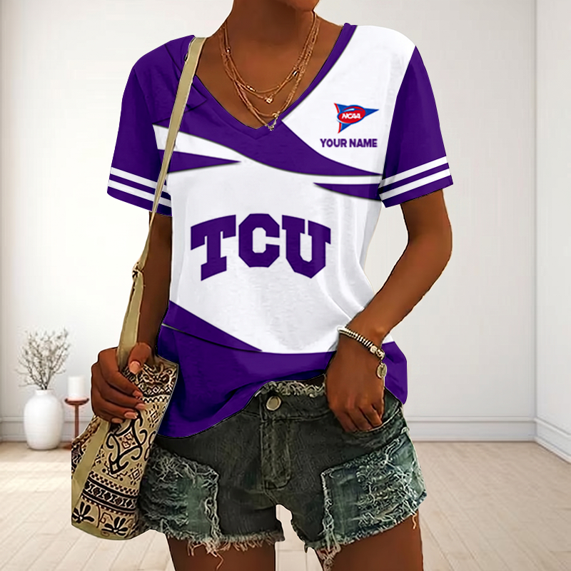 VIRAL EDITON - NEW CUSTOMIZED FBS NCAA09 THF TC HORNED FROGS V-NECK FEMALE SHIRT