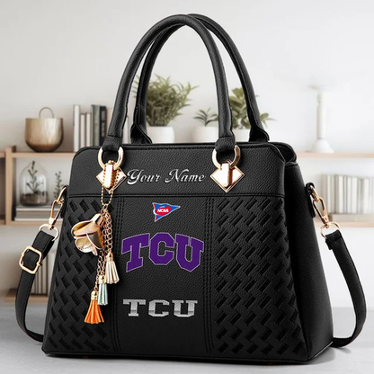LIMITED EDITION - NEW CUSTOMIZED NCAA FBS09 THF TC HORNED FROGS ZIP HANDBAG MULTICOLOR