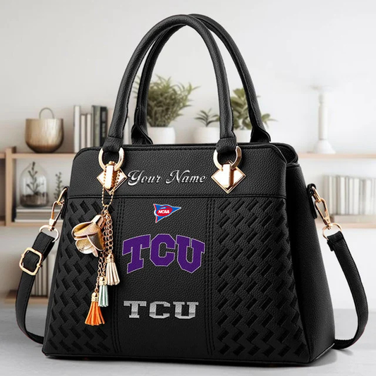 LIMITED EDITION - NEW CUSTOMIZED NCAA FBS09 THF TC HORNED FROGS ZIP HANDBAG MULTICOLOR