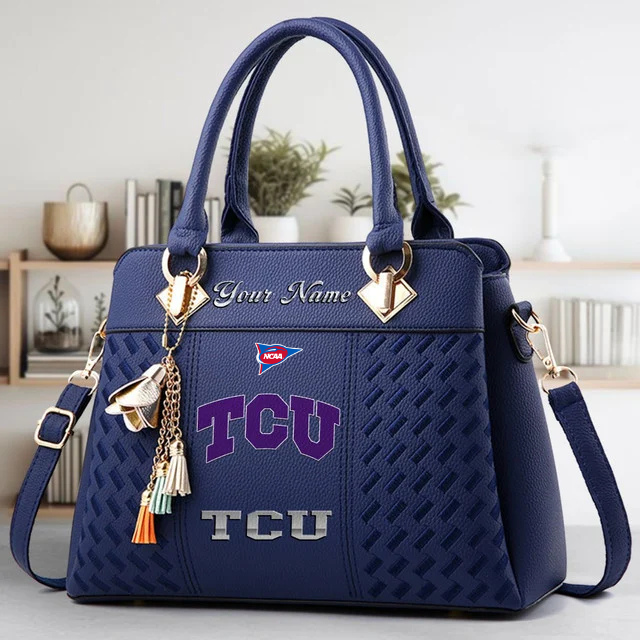 LIMITED EDITION - NEW CUSTOMIZED NCAA FBS09 THF TC HORNED FROGS ZIP HANDBAG MULTICOLOR