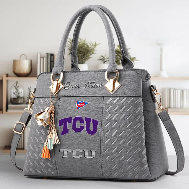 LIMITED EDITION - NEW CUSTOMIZED NCAA FBS09 THF TC HORNED FROGS ZIP HANDBAG MULTICOLOR