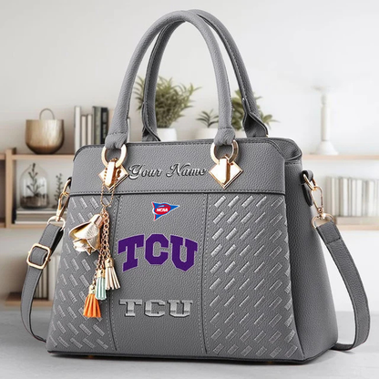 LIMITED EDITION - NEW CUSTOMIZED NCAA FBS09 THF TC HORNED FROGS ZIP HANDBAG MULTICOLOR