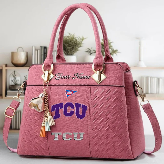 LIMITED EDITION - NEW CUSTOMIZED NCAA FBS09 THF TC HORNED FROGS ZIP HANDBAG MULTICOLOR