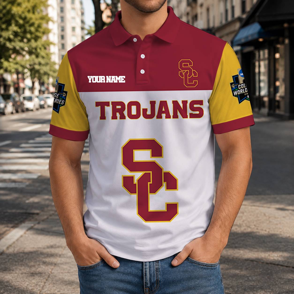 VIRAL EDITION - NEW CUSTOMIZED NCAA CWS09 USC USC TROJANS T-SHIRT, POLO SHIRT, ZIP POLO SHIRT, SWEATSHIRT, HOODIE & ZIP HOODIE