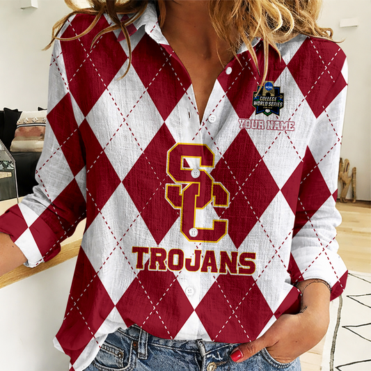 LIMITED DROP - NEW CUSTOMIZED | NCAA CWS09 USC USC TROJANS WOMEN CASUAL SHIRT FOR FAN