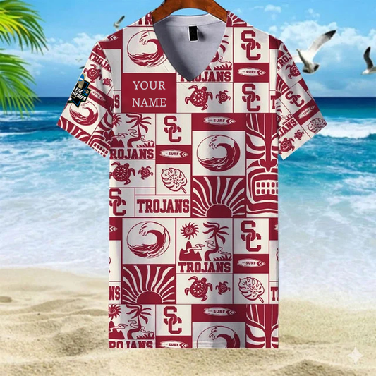 LIMITED EDITION - NEW CUSTOMIZED NCAA CWS09 USC USC TROJANS V-NECK FEMALE SHIRT