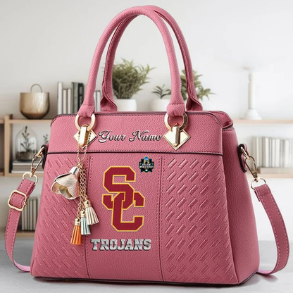 VIRAL EDITON - NEW CUSTOMIZED NCAA CWS09 USC USC TROJANS ZIP HANDBAG MULTICOLOR
