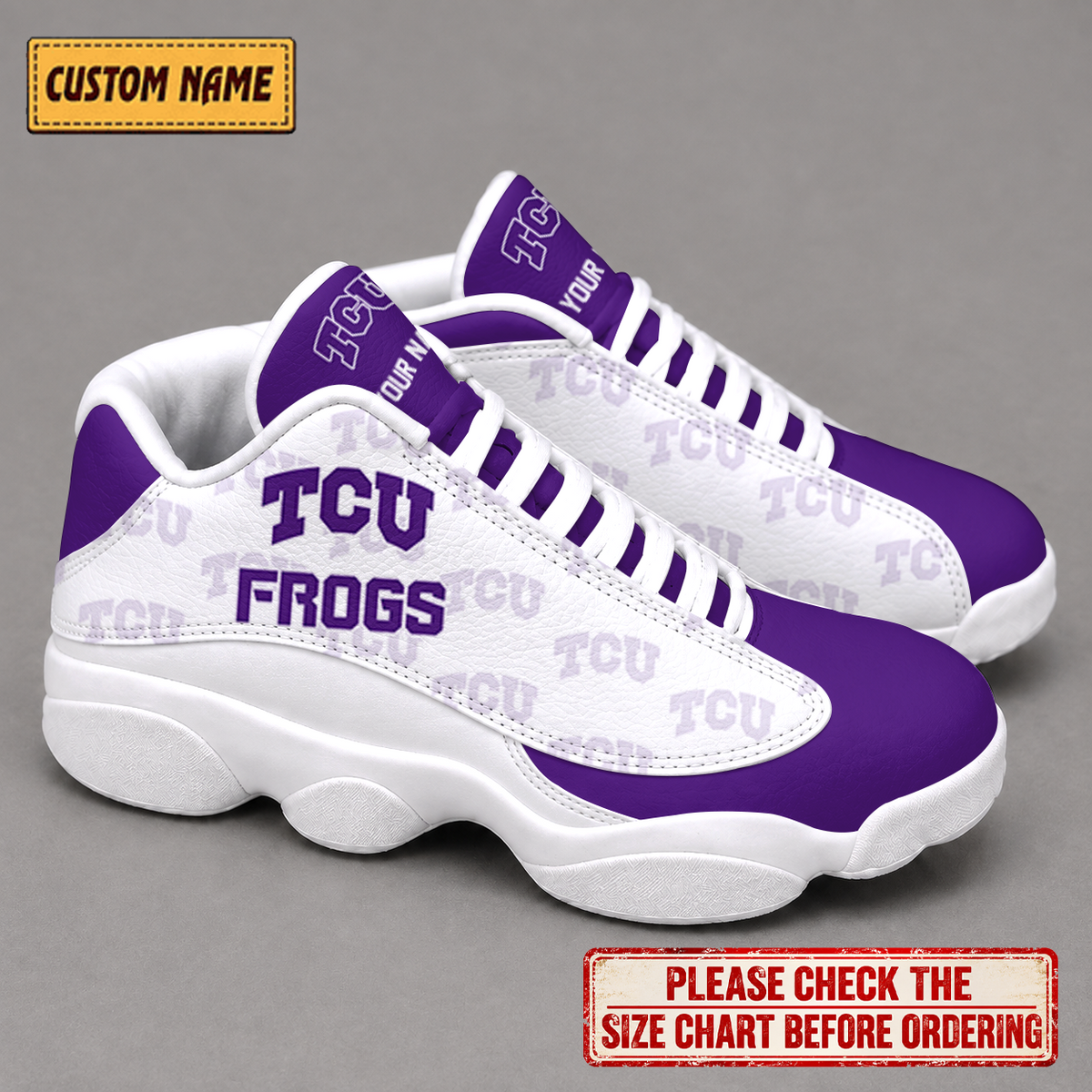 LIMITED EDITION - NEW CUSTOMIZED NCAA FBS09 THF TCU HORNED FROGS AIR JORDAN 13 LOW TOP SNEAKER