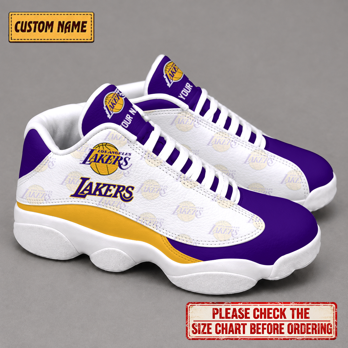 SPECIAL EDITION - NEW CUSTOMIZED NBA09 LLA LOS ANGELES LAKERS AIR JORDAN 13 LOW TOP SNEAKER