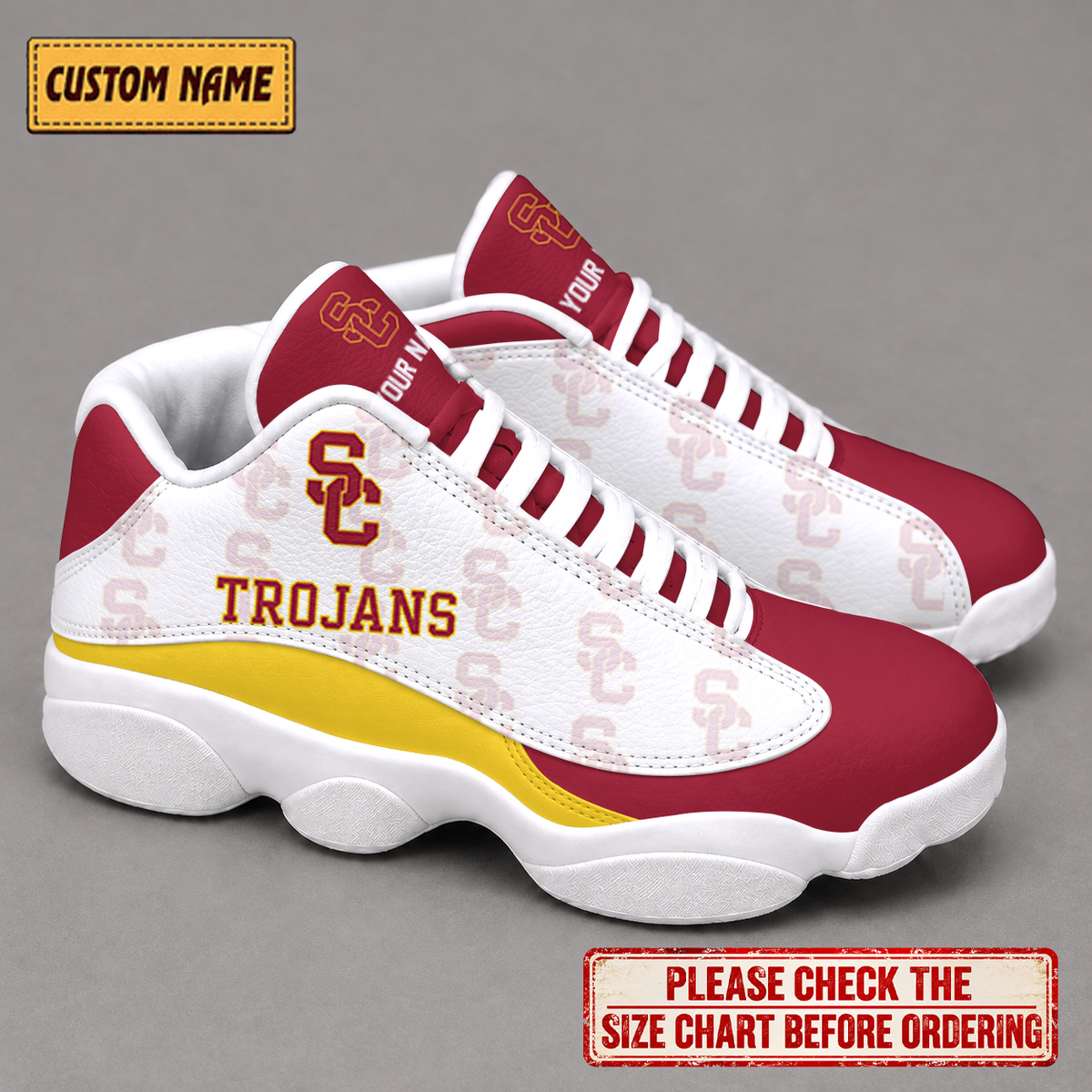 LIMITED EDITION - NEW CUSTOMIZED NCAA CWS09 USC USC TROJANS AIR JORDAN 13 LOW TOP SNEAKER