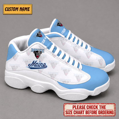 LIMITED EDITION - NEW CUSTOMIZED NCAA MFF09 MBB MAINE BLACK BEARS AIR JORDAN 13 LOW TOP SNEAKER