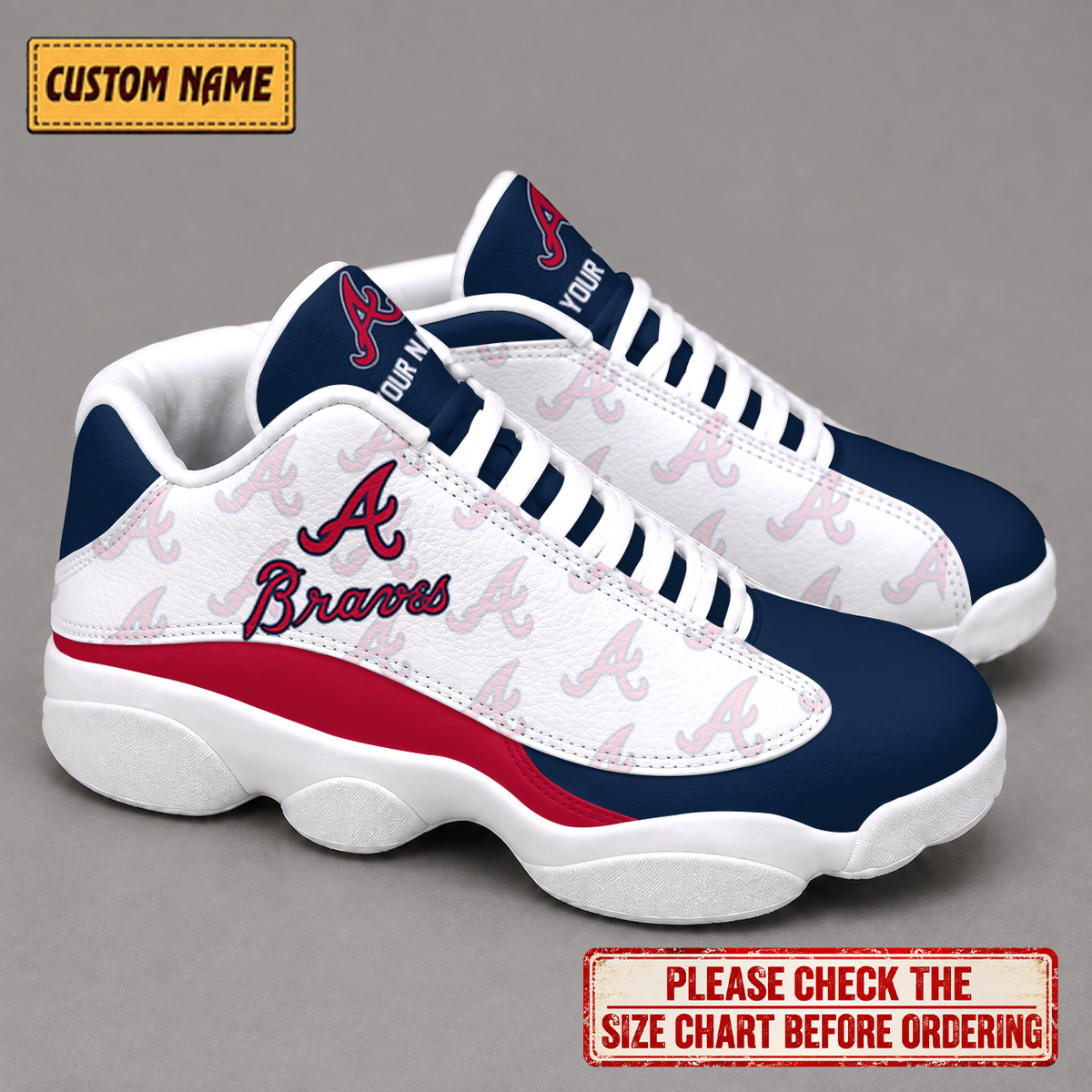 LIMITED EDITION - NEW CUSTOMIZED NFL09 ABS ATLANTA BRAVES AIR JORDAN 13 LOW TOP SNEAKER