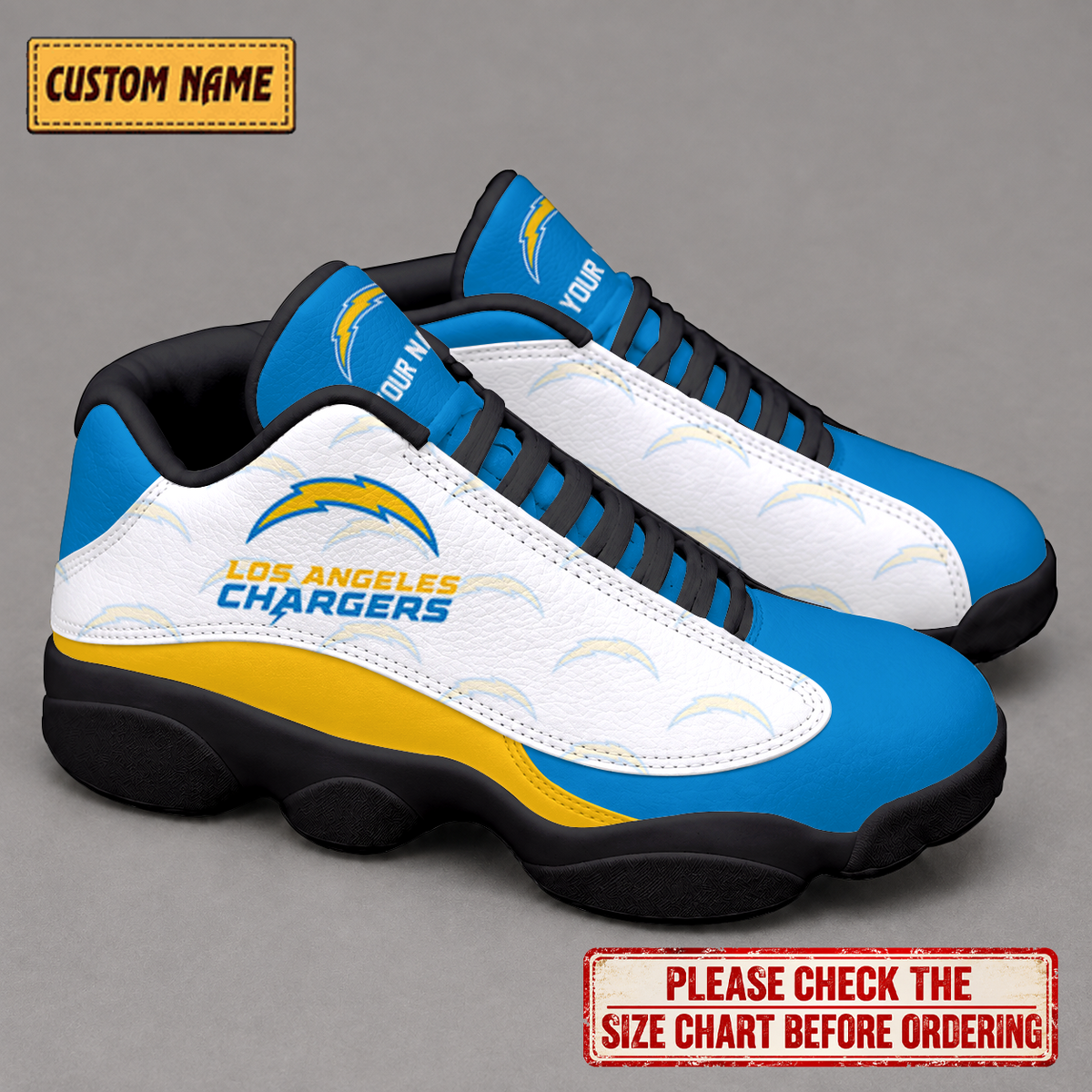 LIMITED EDITION - NEW CUSTOMIZED NFL09 LAC LOS ANGELES CHARGERS AIR JORDAN 13 LOW TOP SNEAKER
