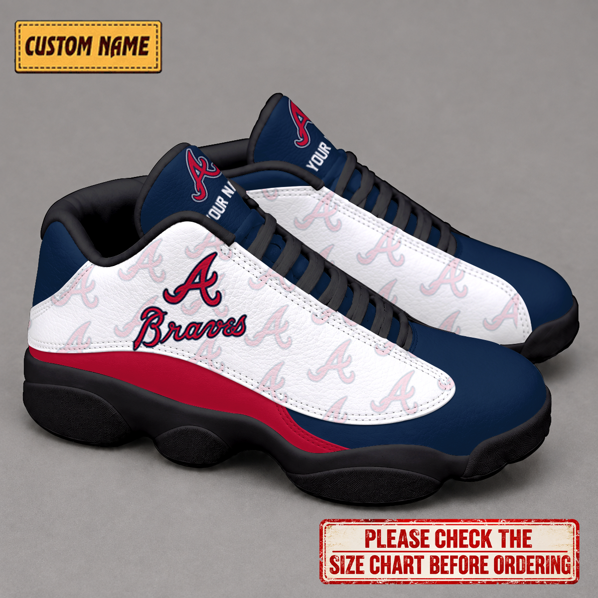 LIMITED EDITION - NEW CUSTOMIZED NFL09 ABS ATLANTA BRAVES AIR JORDAN 13 LOW TOP SNEAKER