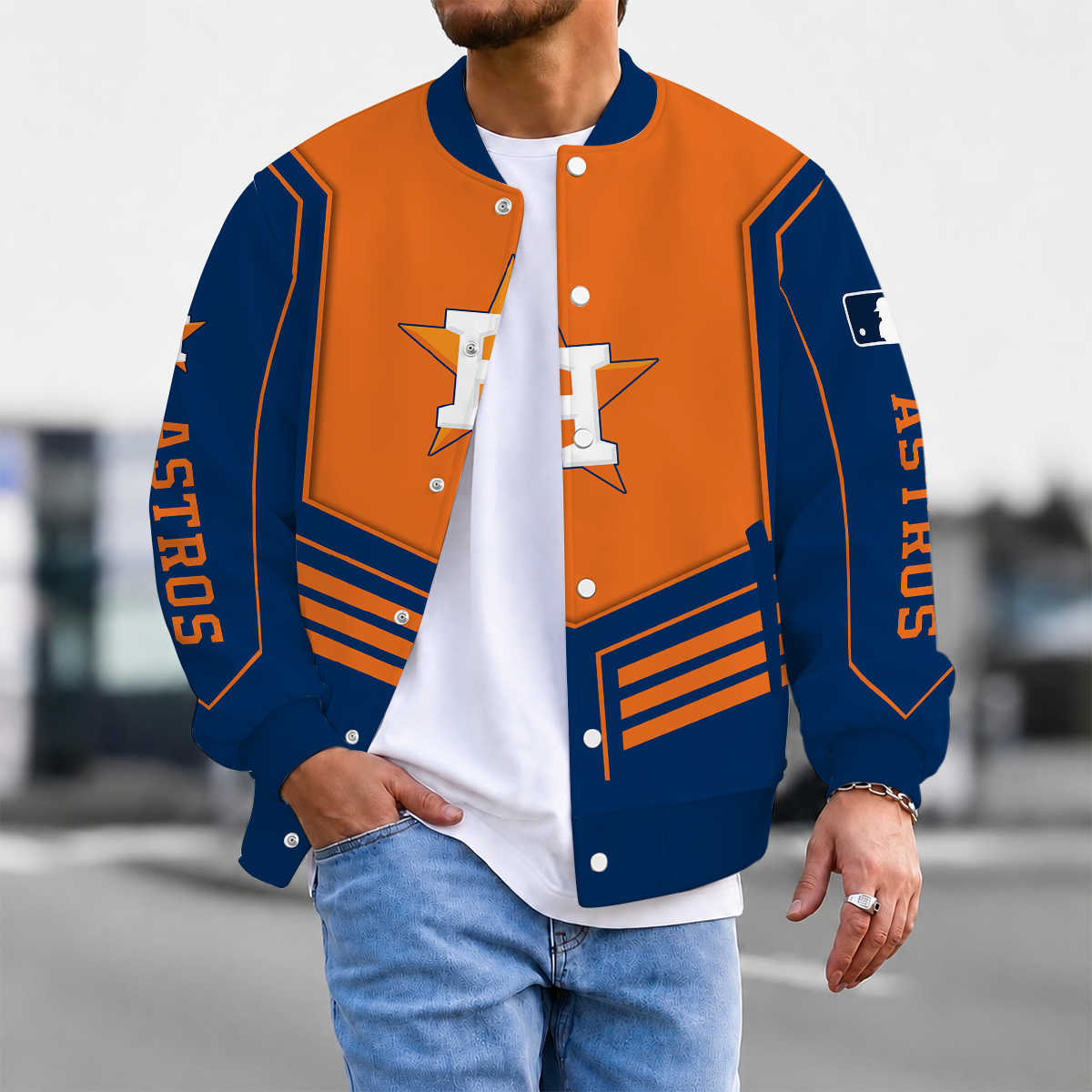 EXCLUSIVE EDITION - NEW CUSTOMIZED MLB10 HAS HOUSTON ASTROS SATIN VARSITY & BASEBALL JACKET