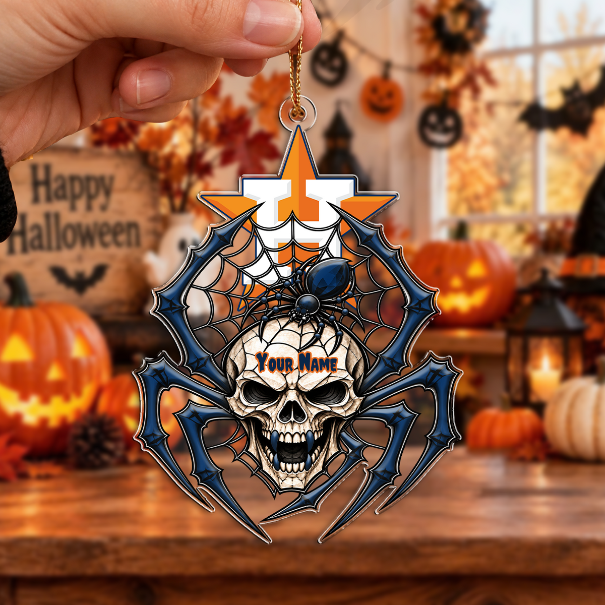 FINAL SALE - NEW CUSTOMIZED MLB10 HAS HOUSTON ASTROS HALLOWEEN ACRYLIC ORNAMENT