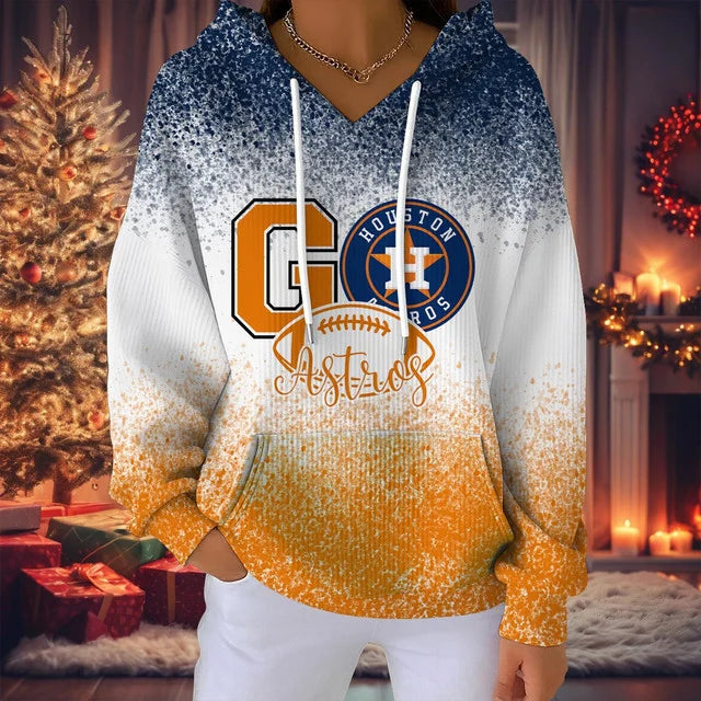 LIMITED EDITION - NEW CUSTOMIZED MLB10 HAS HOUSTON ASTROS RIBBED HOODIE & SWEATSHIRT