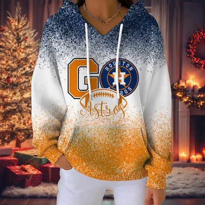 LIMITED EDITION - NEW CUSTOMIZED MLB10 HAS HOUSTON ASTROS RIBBED HOODIE & SWEATSHIRT