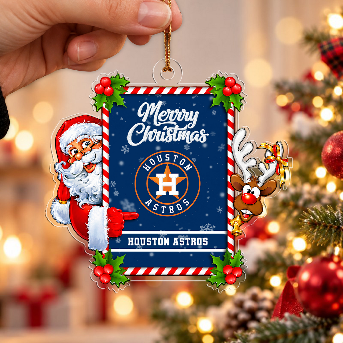 VIRAL EDITION - NEW CUSTOMIZED MLB10 HAS HOUSTON ASTROS CHRISTMAS ACRYLIC ORNAMENT