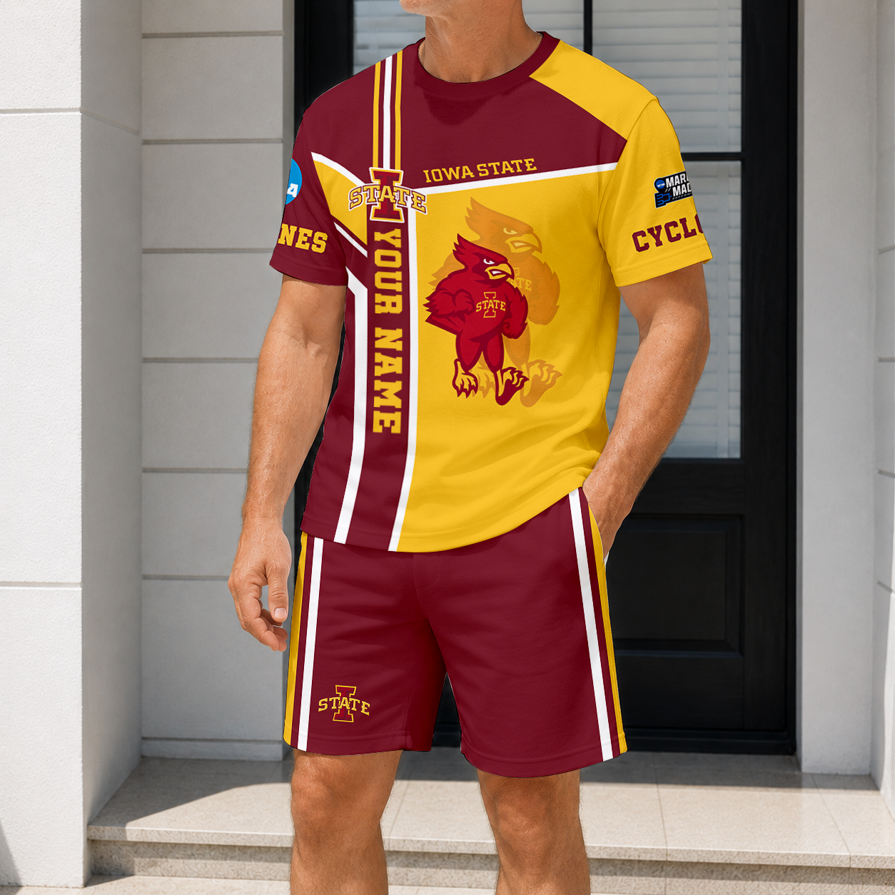 ELITE EDITION - NEW CUSTOMIZED NCAA MAM10 ISC IOWA STATE CYCLONES T-SHIRT & SHORT PANTS SET
