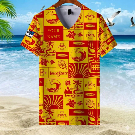 LIMITED EDITION - NEW CUSTOMIZED NCAA MAM10 ISC IS CYCLONES V-NECK FEMALE SHIRT