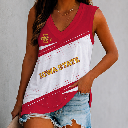 FINAL SALE - NEW CUSTOMIZED NCAA MAM10 ISC IOWA STATE CYCLONES WOMEN'S V-NECK TANK TOP