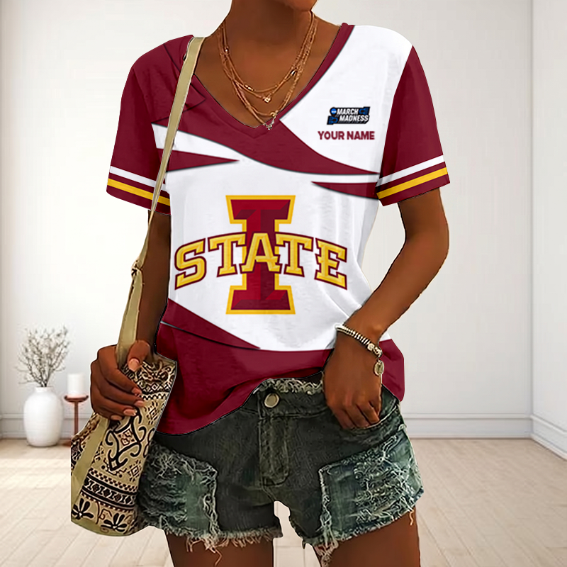 VIRAL EDITON - NEW CUSTOMIZED MAM NCAA10 ISC IS CYCLONES V-NECK FEMALE SHIRT