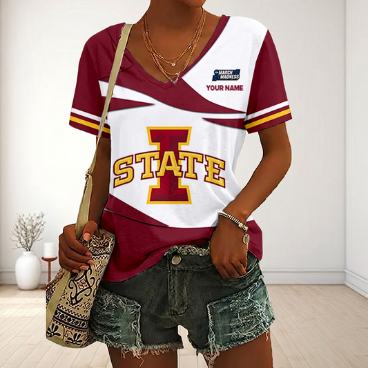 VIRAL EDITON - NEW CUSTOMIZED MAM NCAA10 ISC IS CYCLONES V-NECK FEMALE SHIRT
