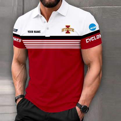 LIMITED EDITION - NEW CUSTOMIZED NCAA MAM10 ISC IOWA STATE CYCLONES POLO SHIRT