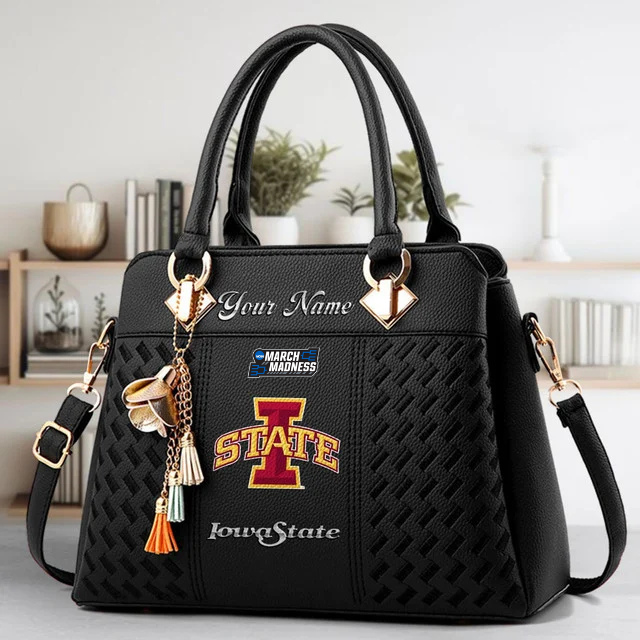 VIRAL EDITON - NEW CUSTOMIZED NCAA MAM10 ISC IS CYCLONES ZIP HANDBAG MULTICOLOR