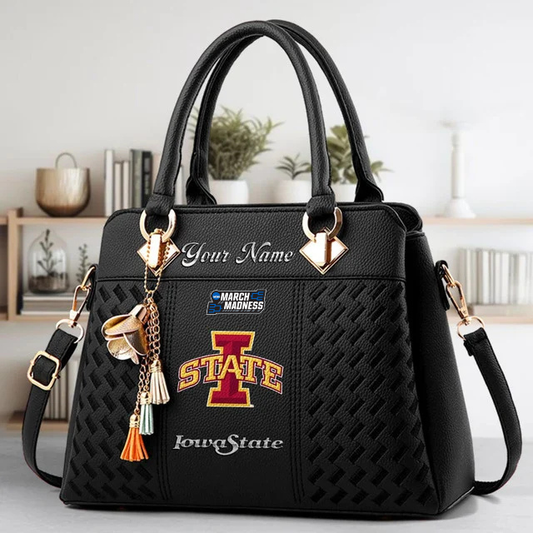 VIRAL EDITON - NEW CUSTOMIZED NCAA MAM10 ISC IS CYCLONES ZIP HANDBAG MULTICOLOR