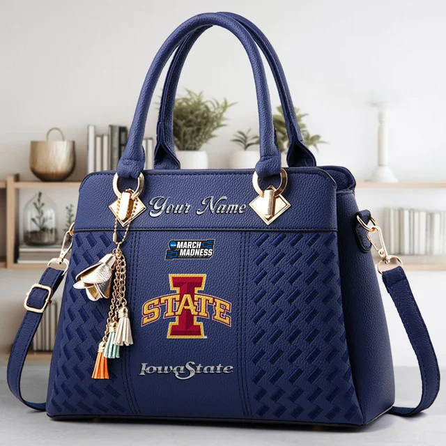VIRAL EDITON - NEW CUSTOMIZED NCAA MAM10 ISC IS CYCLONES ZIP HANDBAG MULTICOLOR
