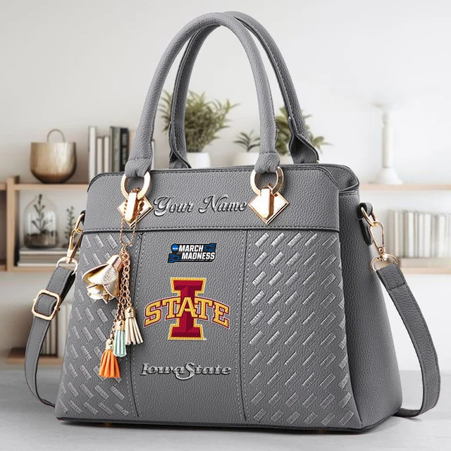 VIRAL EDITON - NEW CUSTOMIZED NCAA MAM10 ISC IS CYCLONES ZIP HANDBAG MULTICOLOR