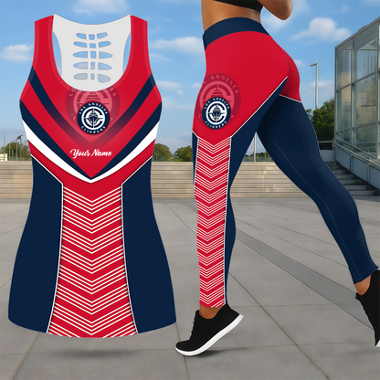 LIMITED EDITION - NEW CUSTOMIZED NBA10 LCL LOS ANGELES CLIPPERS LEGGINGS & HOLLOW TANK TOP SET
